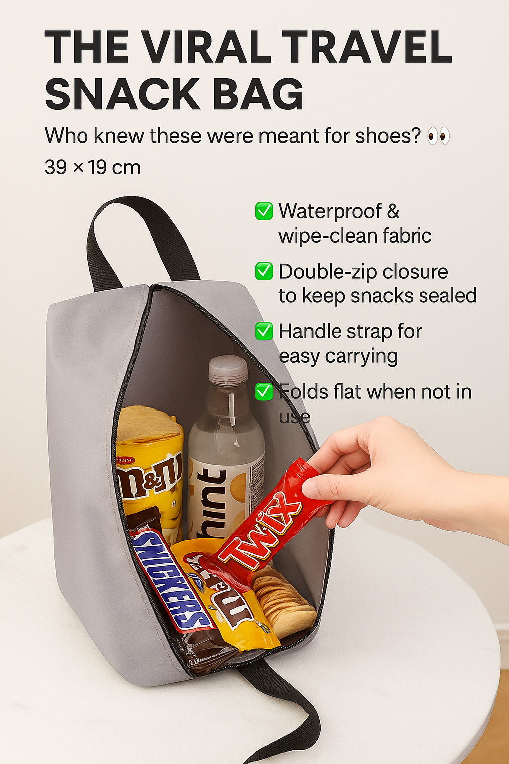 The Viral Travel Snack Bag 🍿✈️ Not only for shoes!