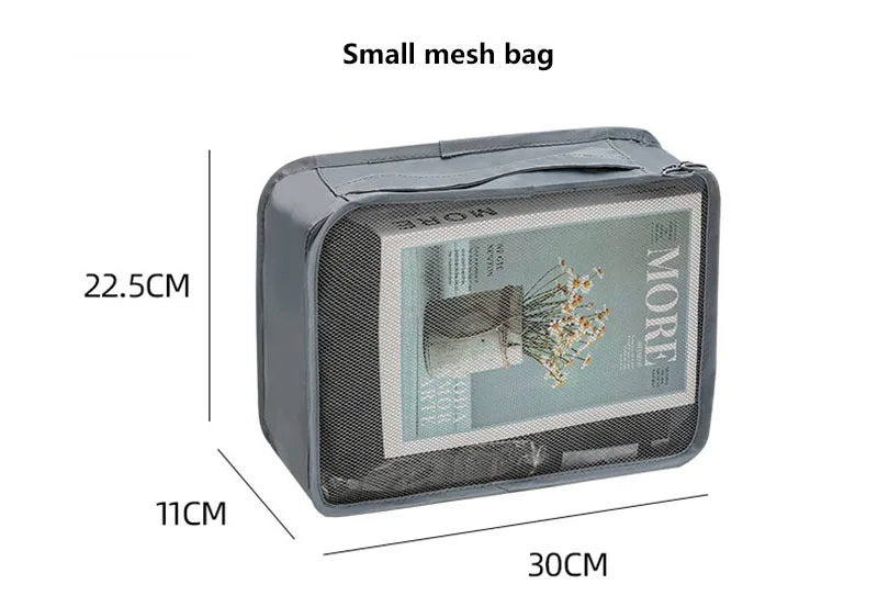 Travel Organizer Set - Suitcase Packing Cubes 8 Pieces Portable Wardrobe Luggage Storage Bags for Clothes & Shoes