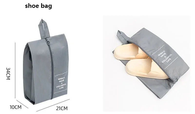 Travel Organizer Set - Suitcase Packing Cubes 8 Pieces Portable Wardrobe Luggage Storage Bags for Clothes & Shoes