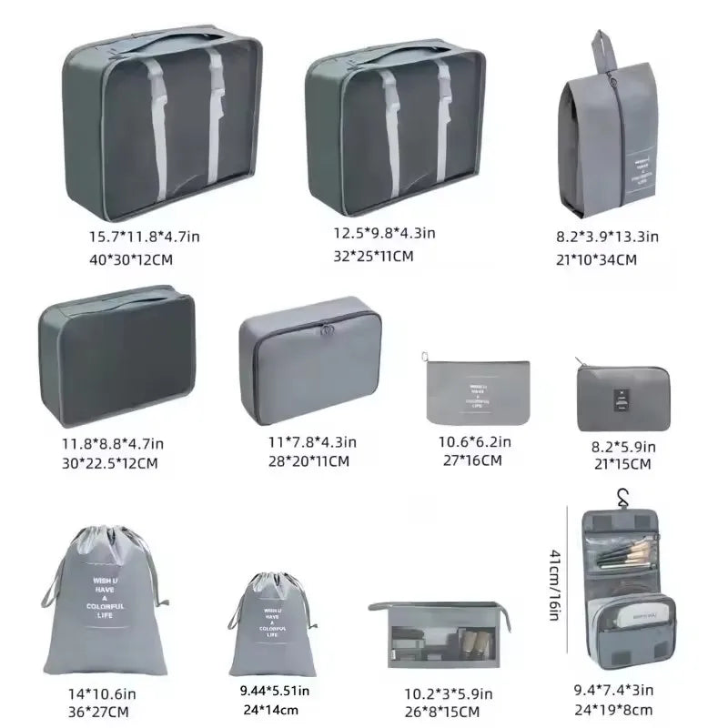 Travel Organizer Set - Suitcase Packing Cubes 8 Pieces Portable Wardrobe Luggage Storage Bags for Clothes & Shoes